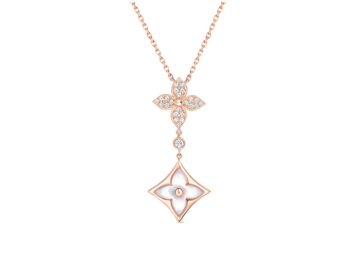Color Blossom Double Star Pendant Necklace (Sterling Silver) D29016755