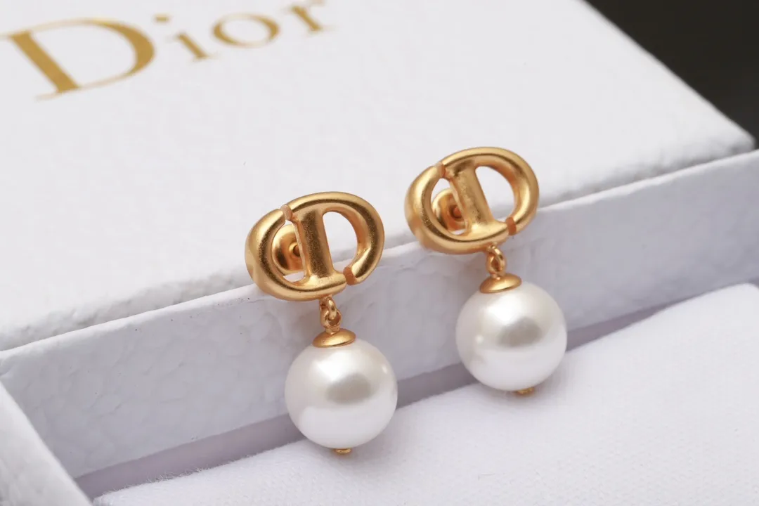 CD Navy Resin Pearl Drop Earrings D14016669 — view 3