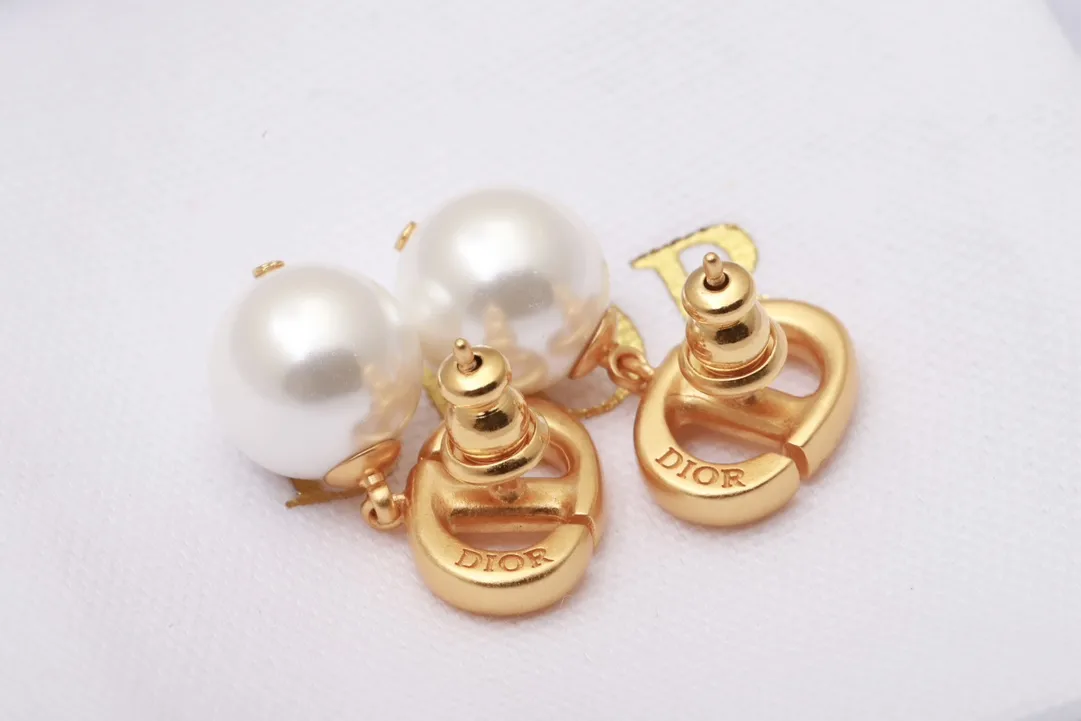 CD Navy Resin Pearl Drop Earrings D14016669 — view 5