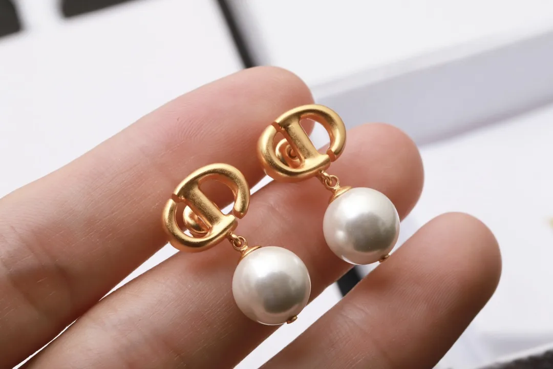 CD Navy Resin Pearl Drop Earrings D14016669 — view 6