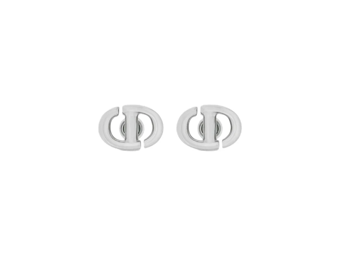 CD Navy Stud Earrings (Gold-Plated Brass) D13016670