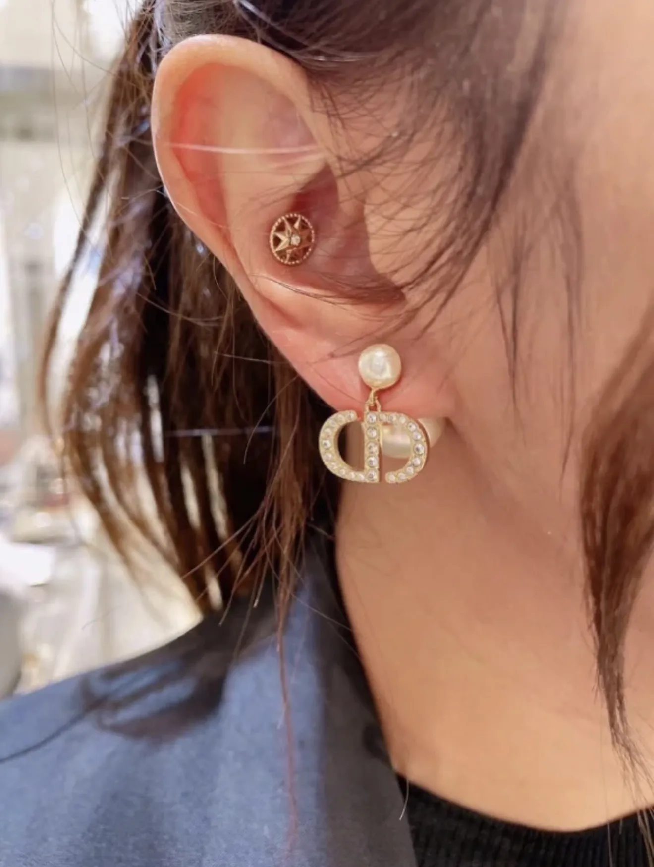 Dior Tribales Crystal Logo and Star Earrings D14517530 — view 8