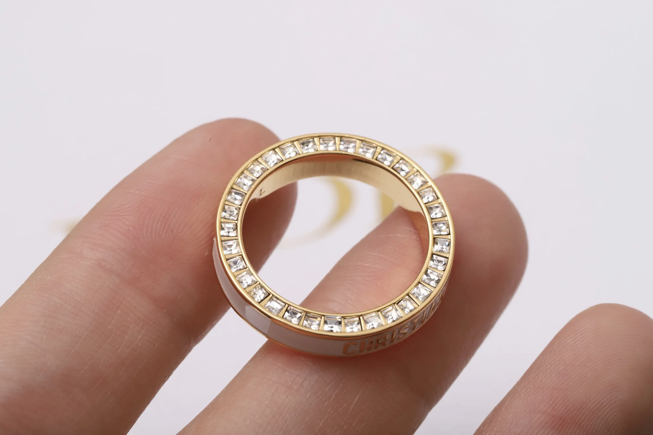 Christian Dior Enamel and Crystal Band Ring D14016772 — view 6