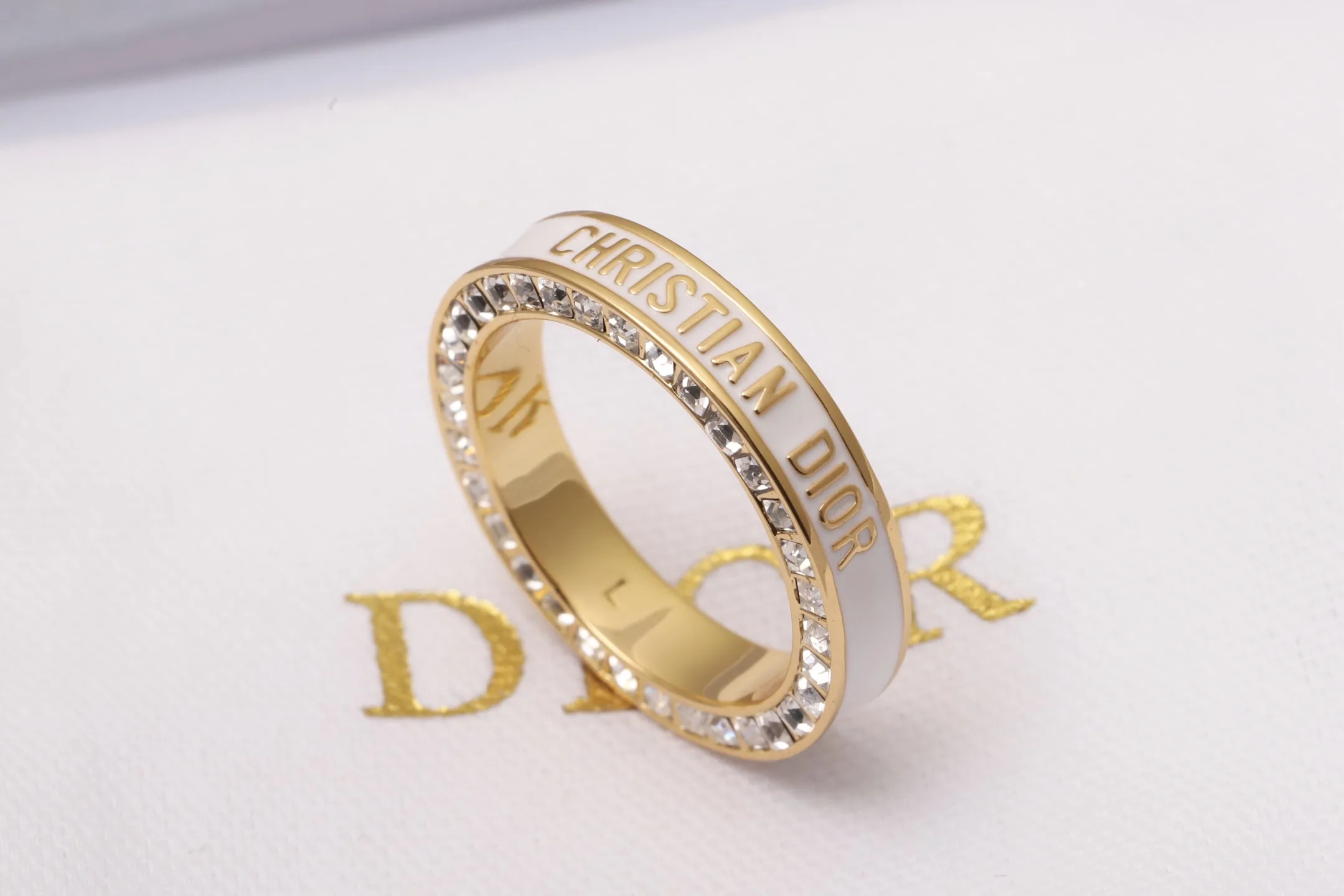 Christian Dior Enamel and Crystal Band Ring D14016772 — view 7