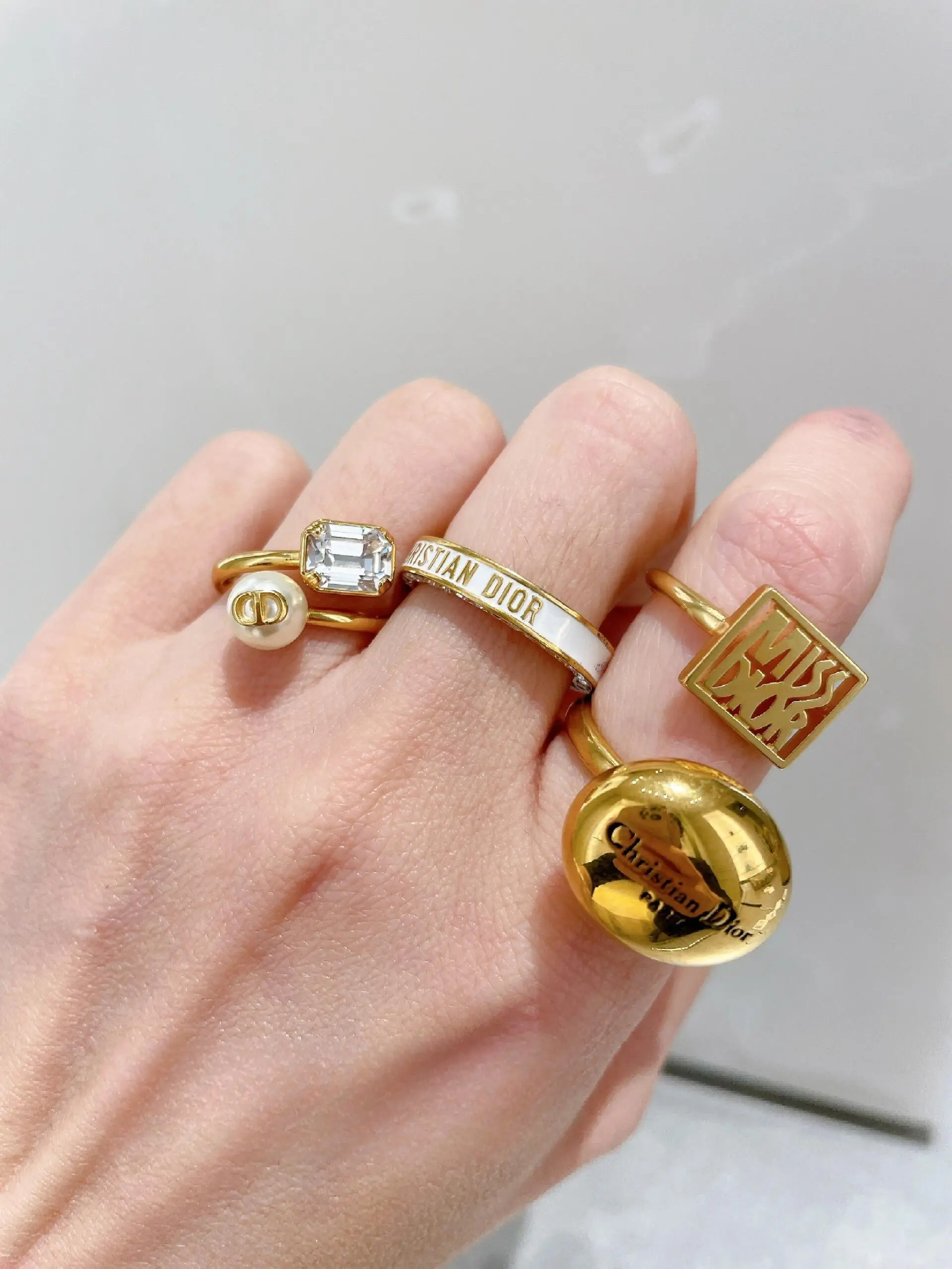 Christian Dior Enamel and Crystal Band Ring D14016772 — view 8