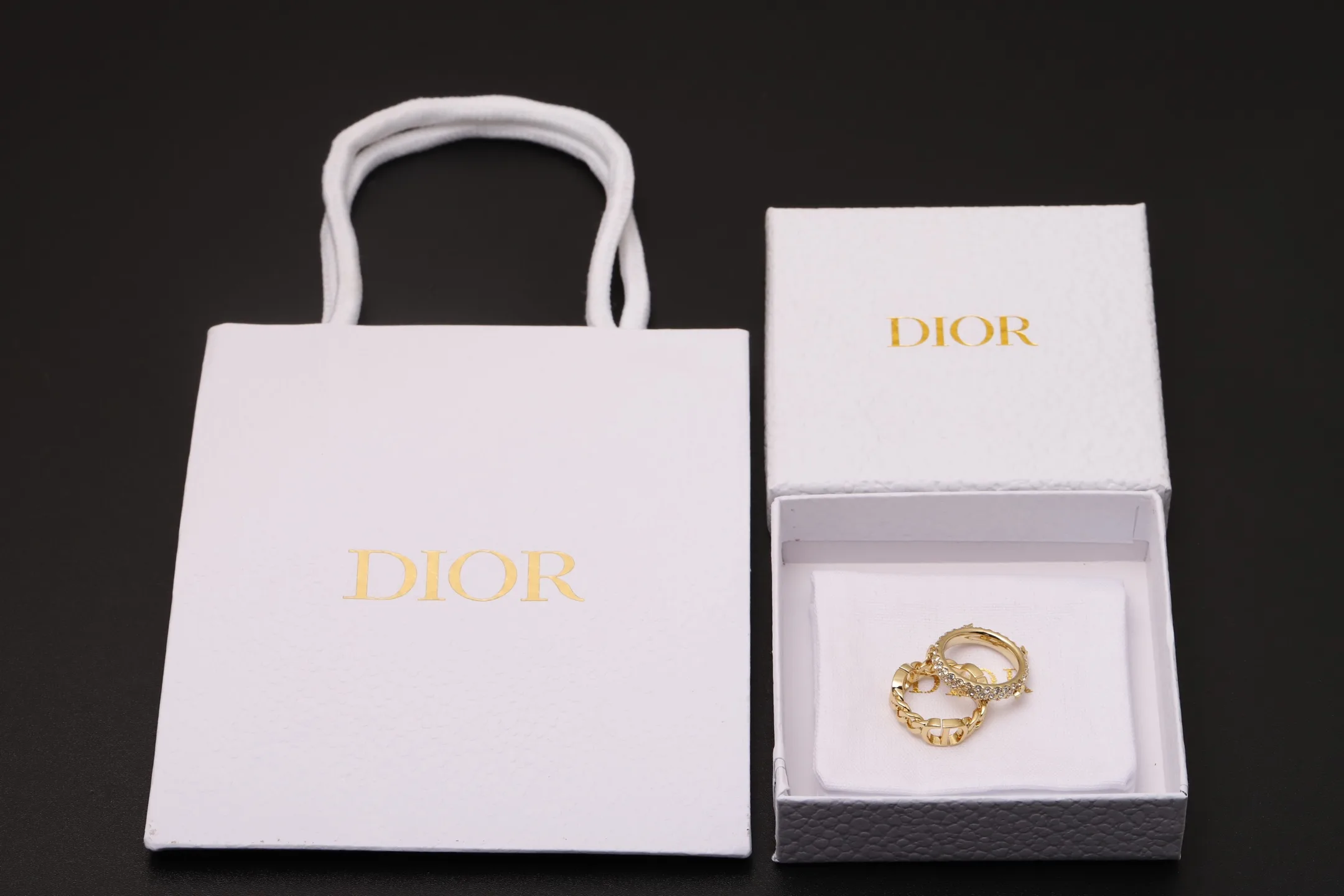Crystal-Embellished CD Logo Ring Set D15017185 — view 4
