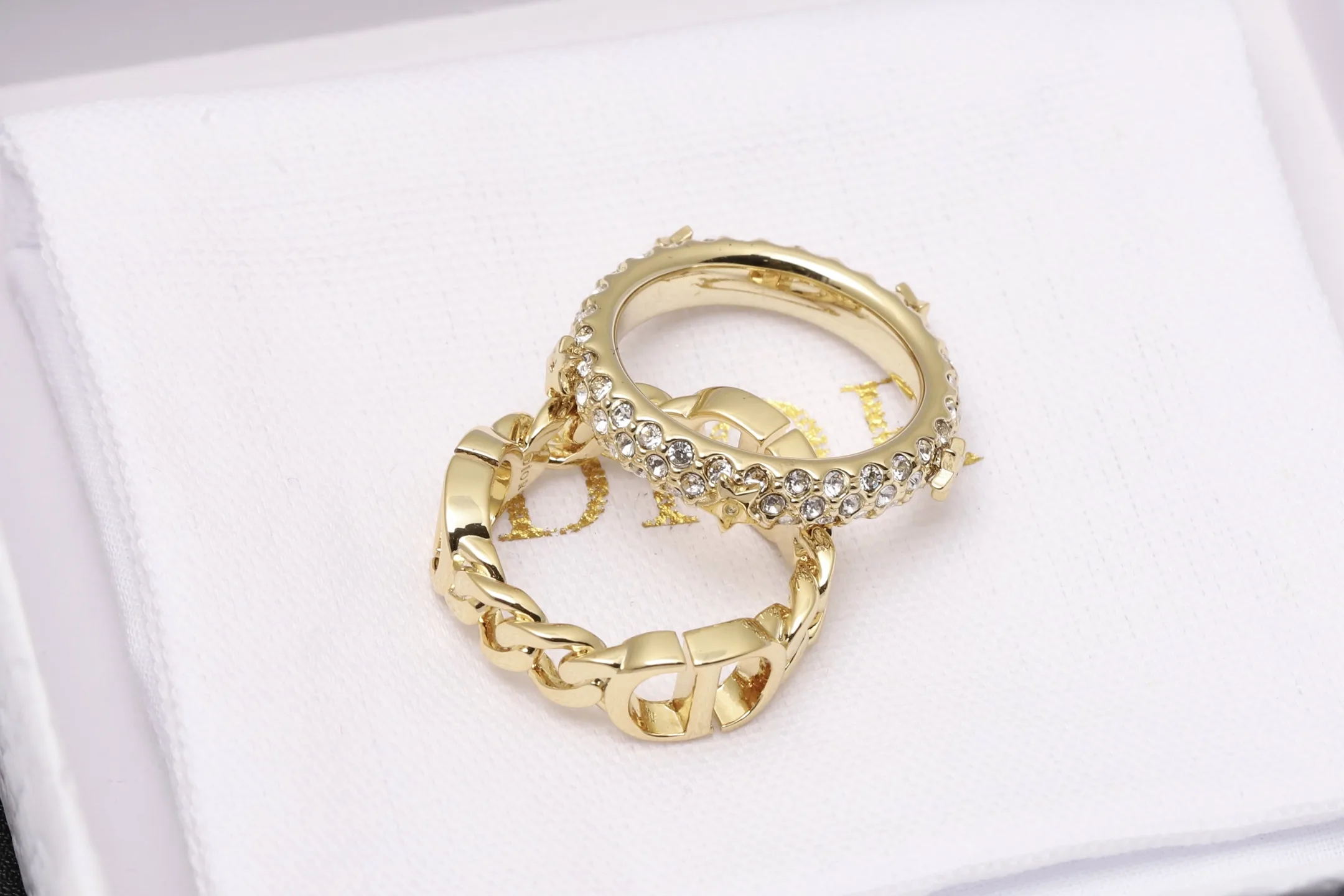 Crystal-Embellished CD Logo Ring Set D15017185 — view 5