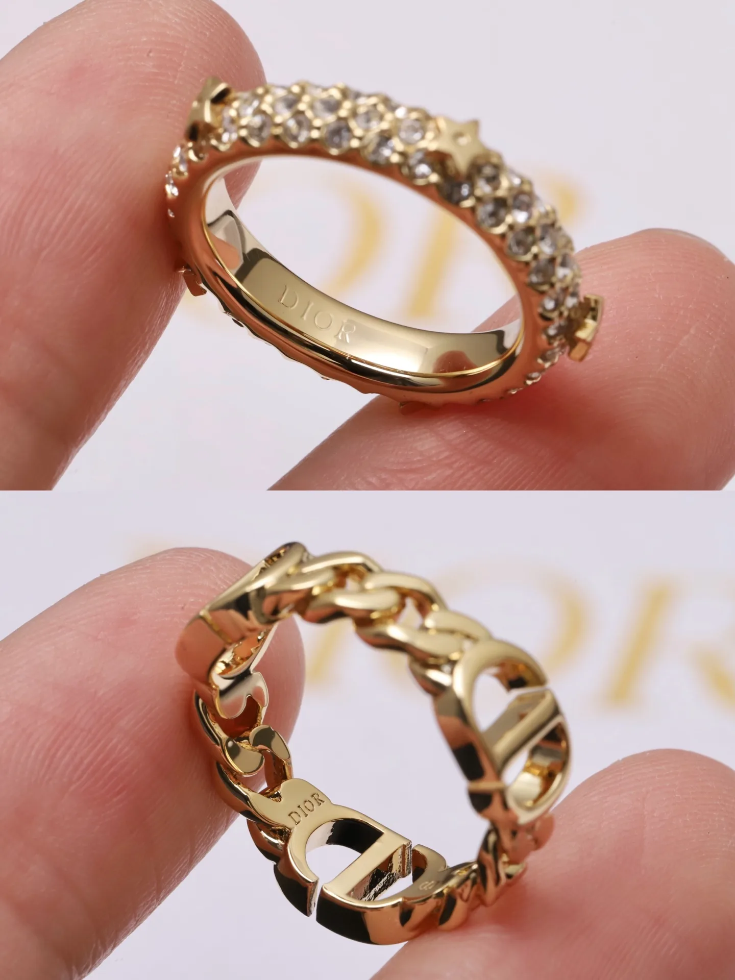 Crystal-Embellished CD Logo Ring Set D15017185 — view 7