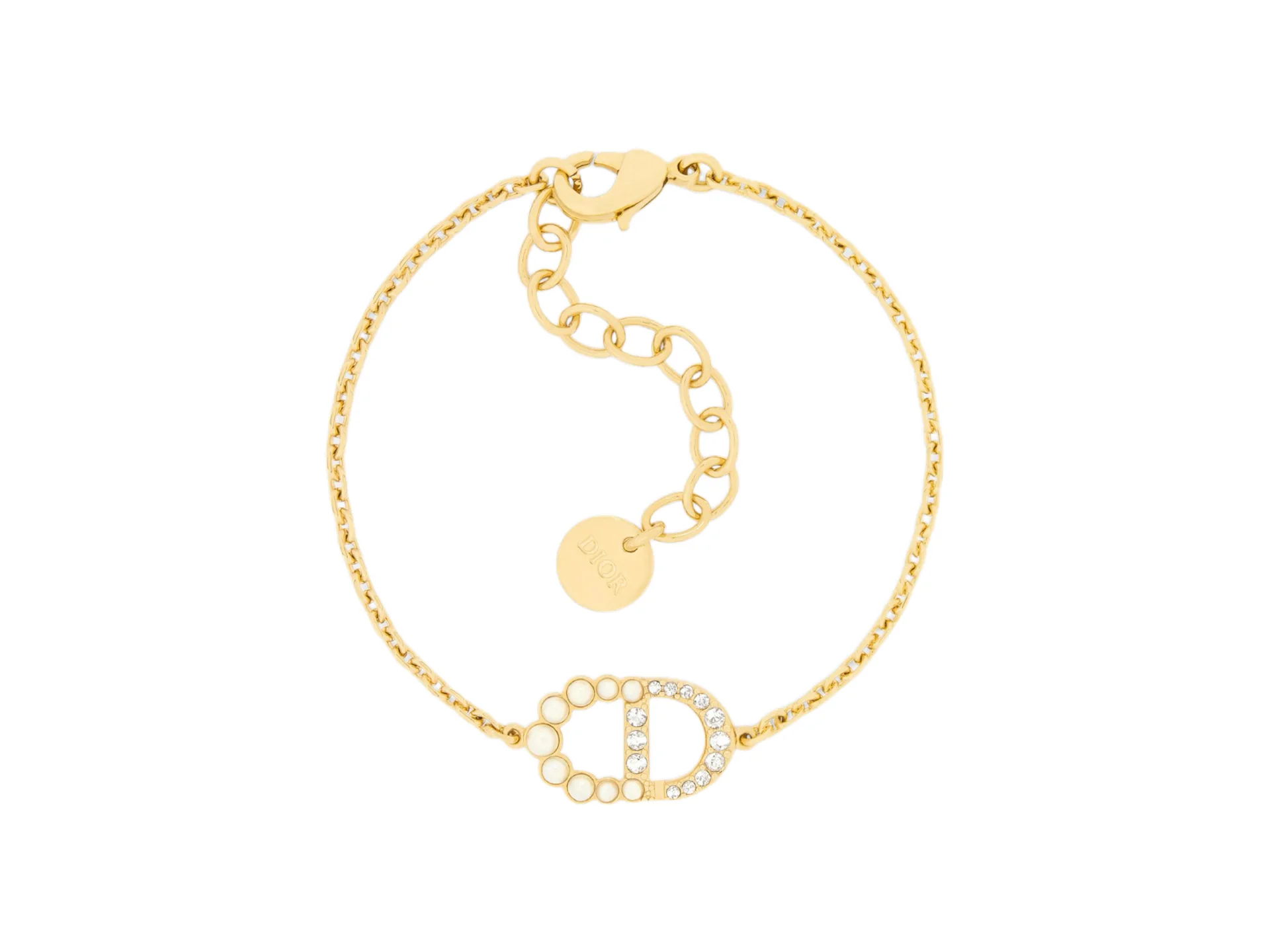 CD Logo Crystal and Resin Pearl Bracelet D13517216