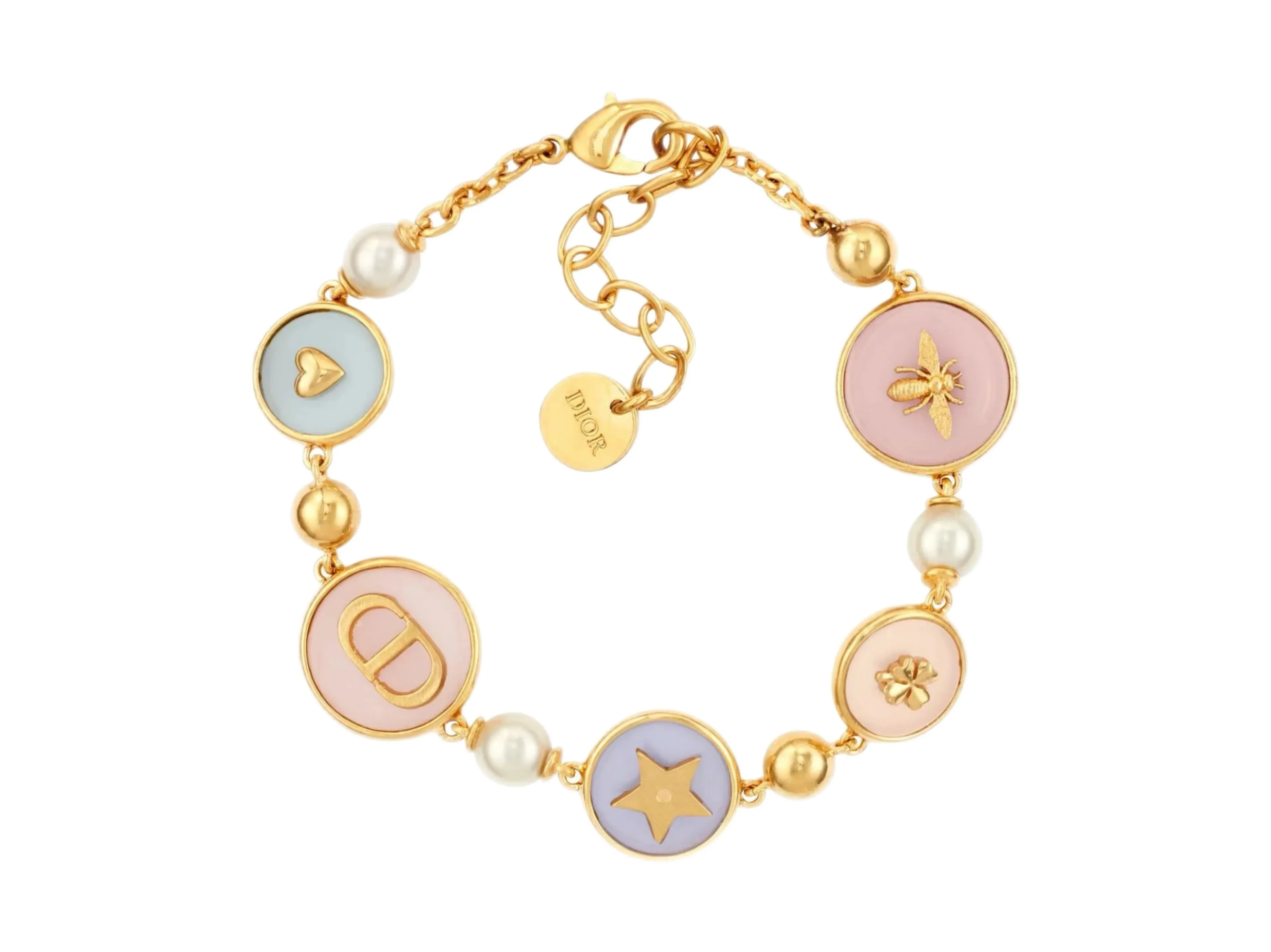 Dior Pastel Resin and Faux Pearl Charm Bracelet D16017661