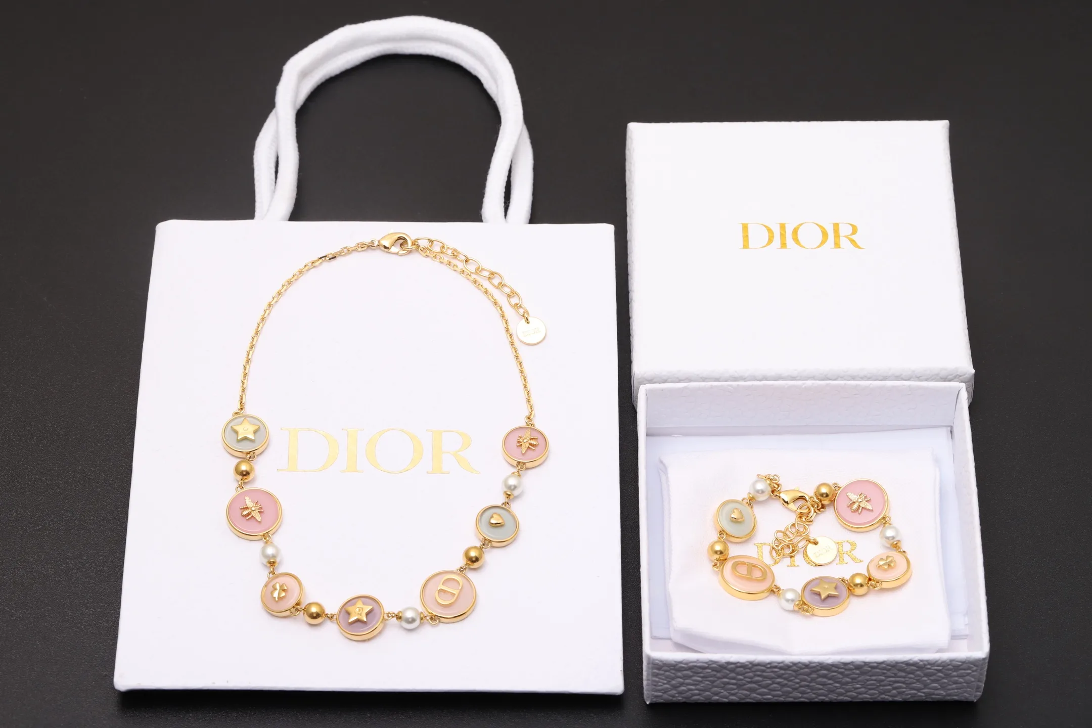Dior Pastel Resin and Faux Pearl Charm Bracelet D16017661 — view 2