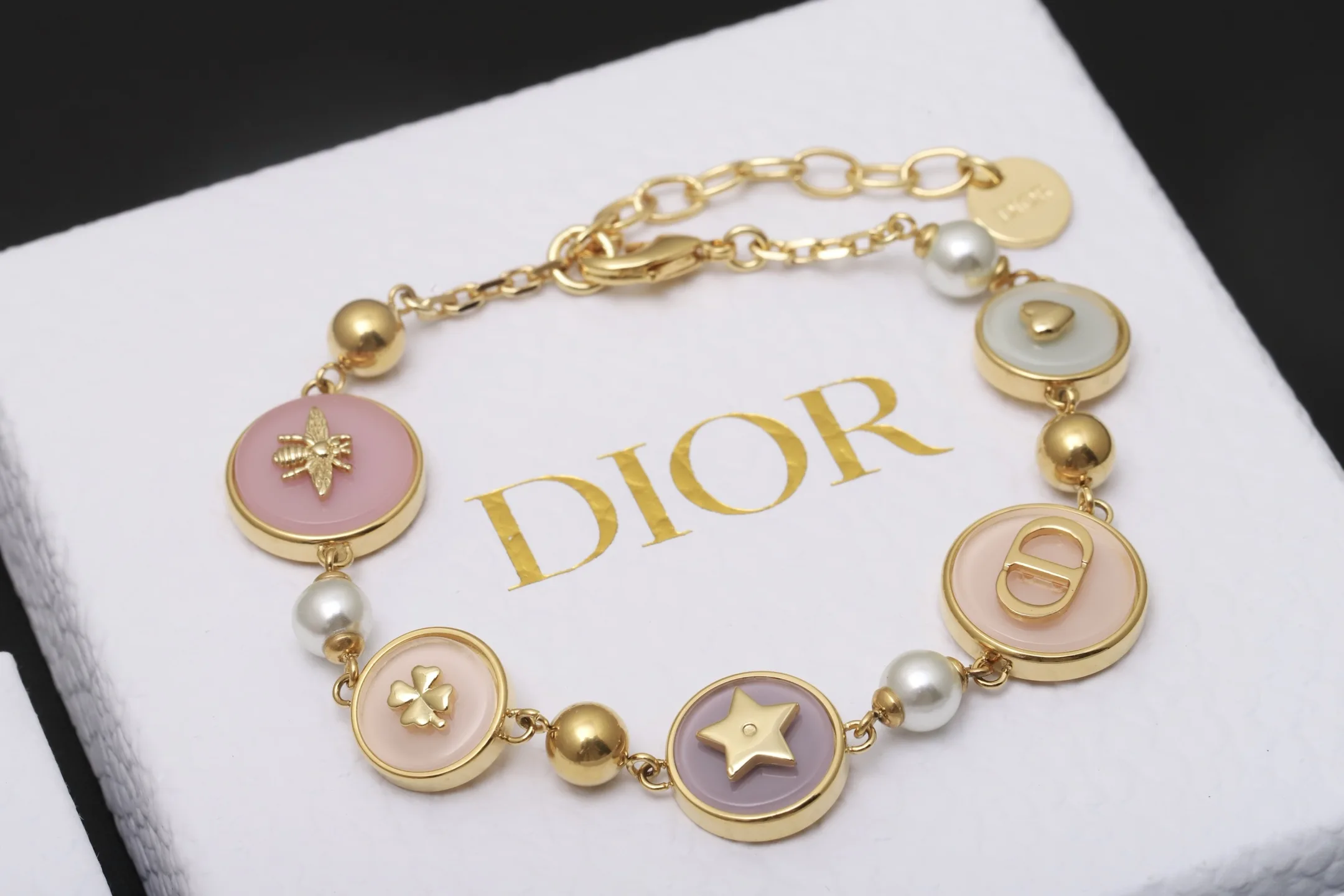 Dior Pastel Resin and Faux Pearl Charm Bracelet D16017661 — view 4