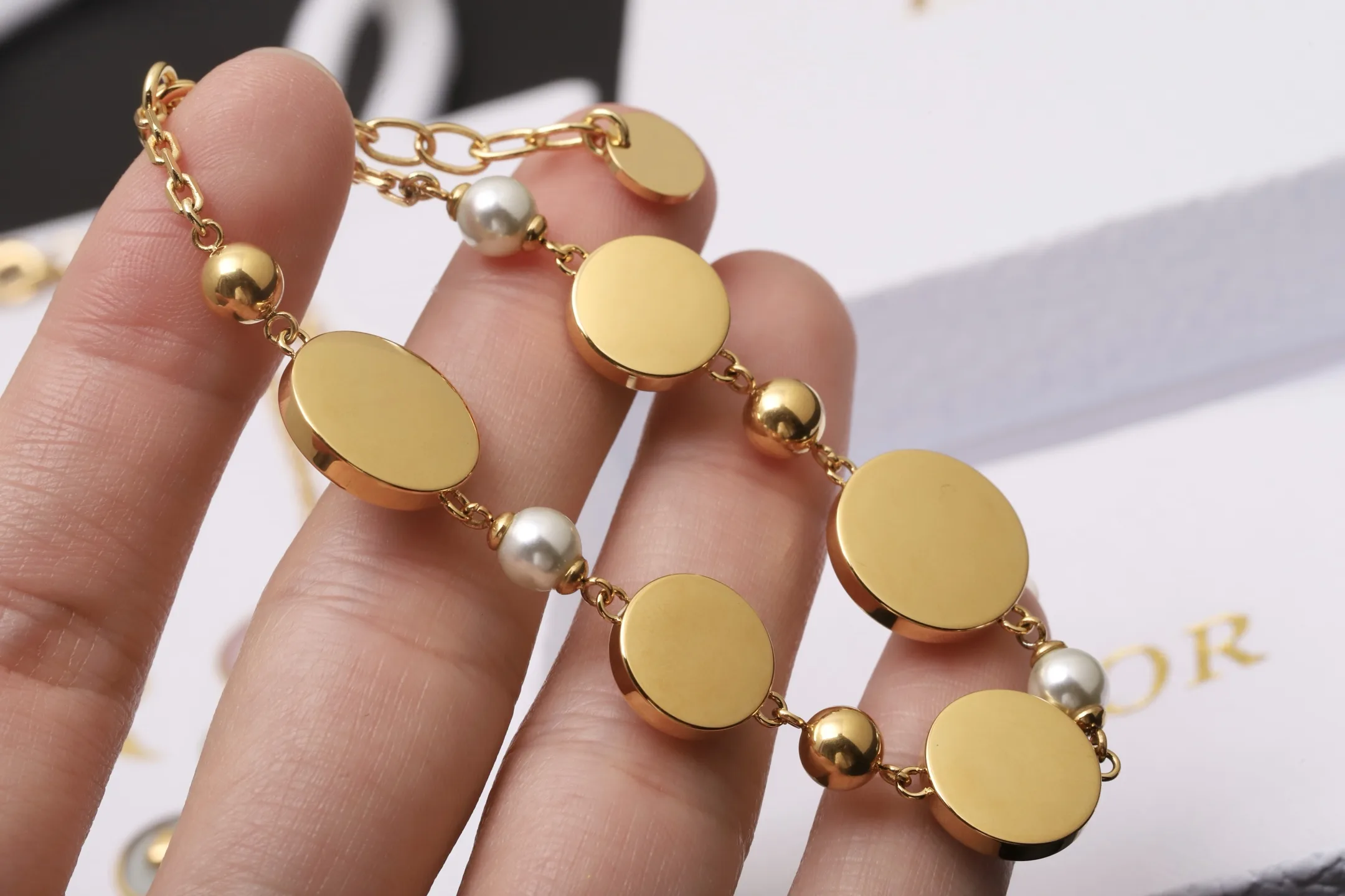 Dior Pastel Resin and Faux Pearl Charm Bracelet D16017661 — view 6