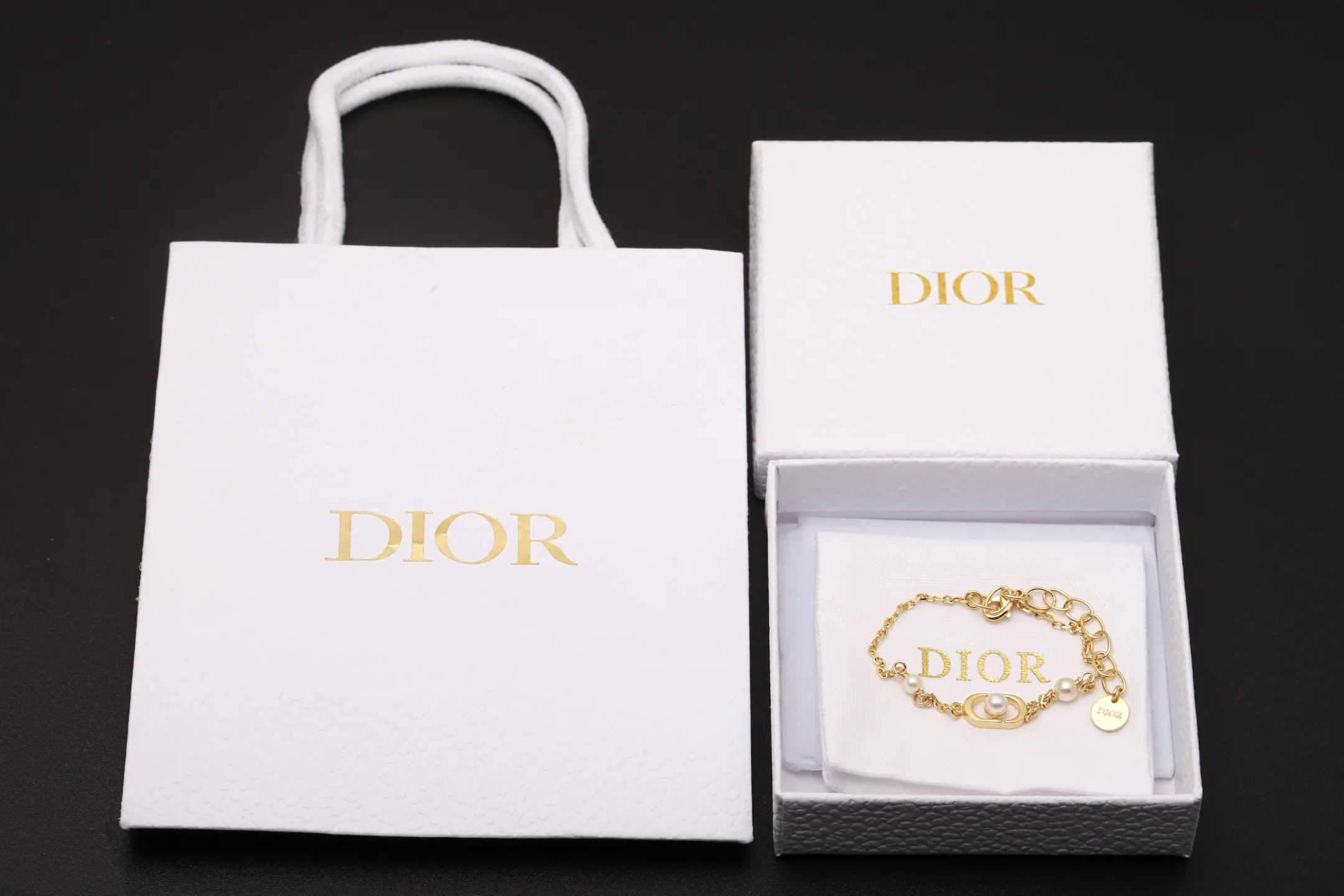 CD Navy Pearl Bracelet (Gold-Plated Brass) D11017635 — view 2