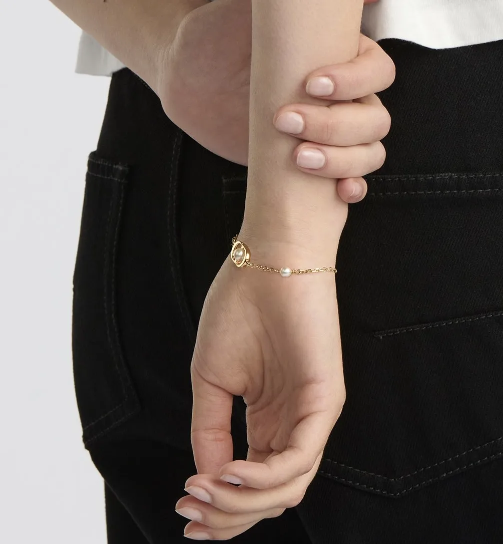CD Navy Pearl Bracelet (Gold-Plated Brass) D11017635 — view 9