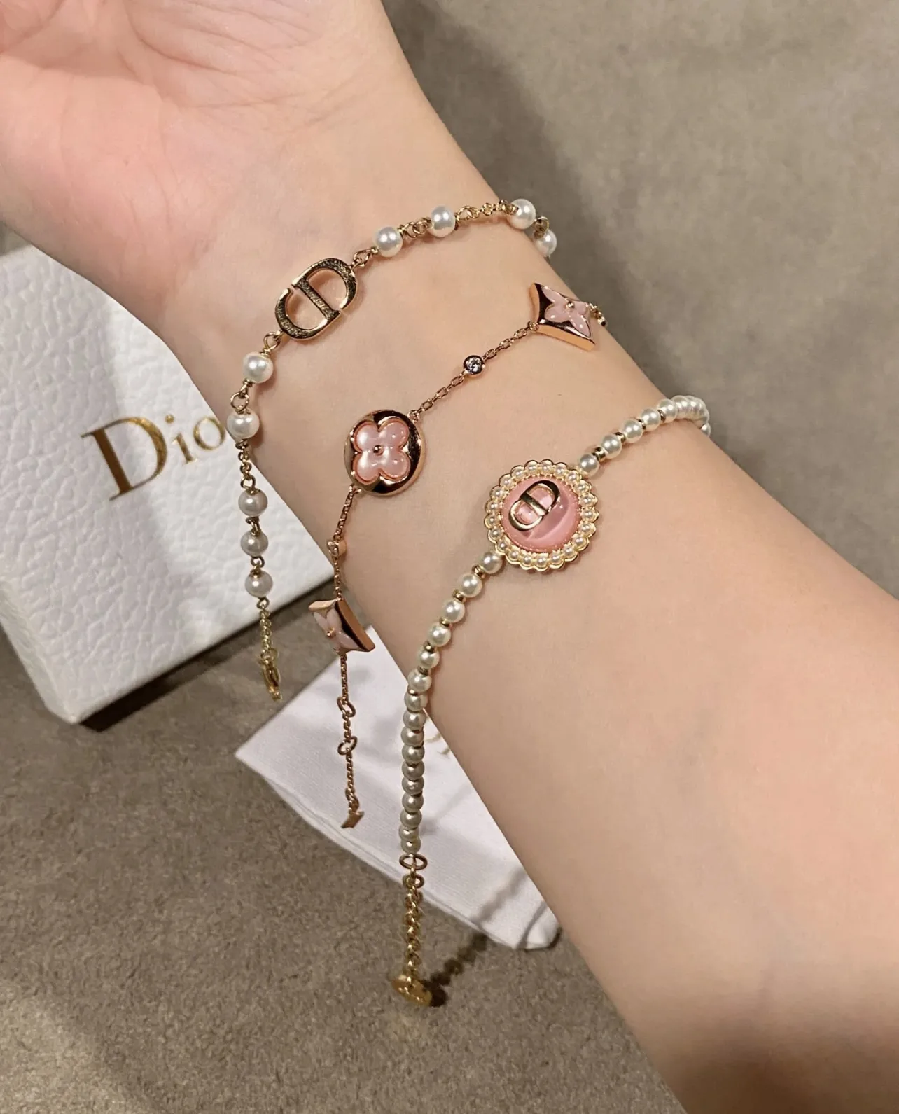 Dior Resin Bead and Faux Pearl Flower Bracelet D16517254 — view 8