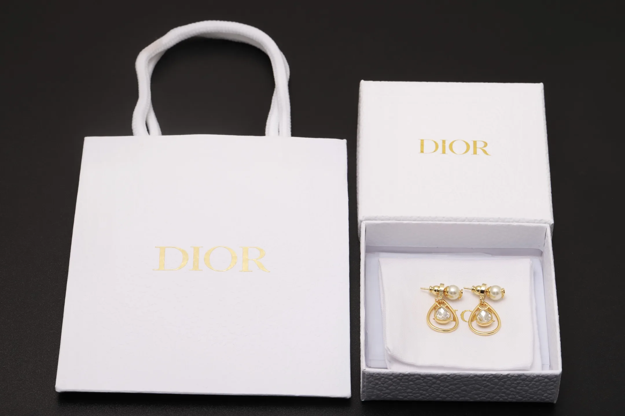 CD Pearl and Crystal Drop Earrings D11517498 — view 2