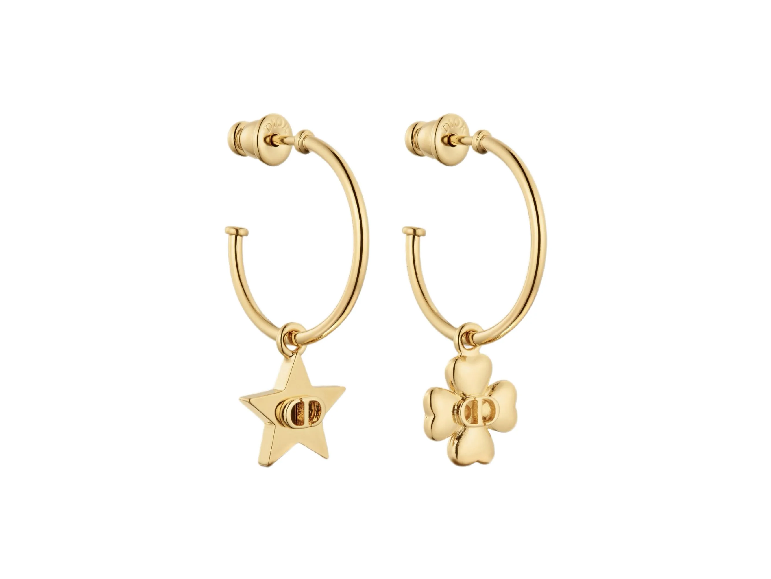 Star and Clover Charm Hoop Earrings D13517267