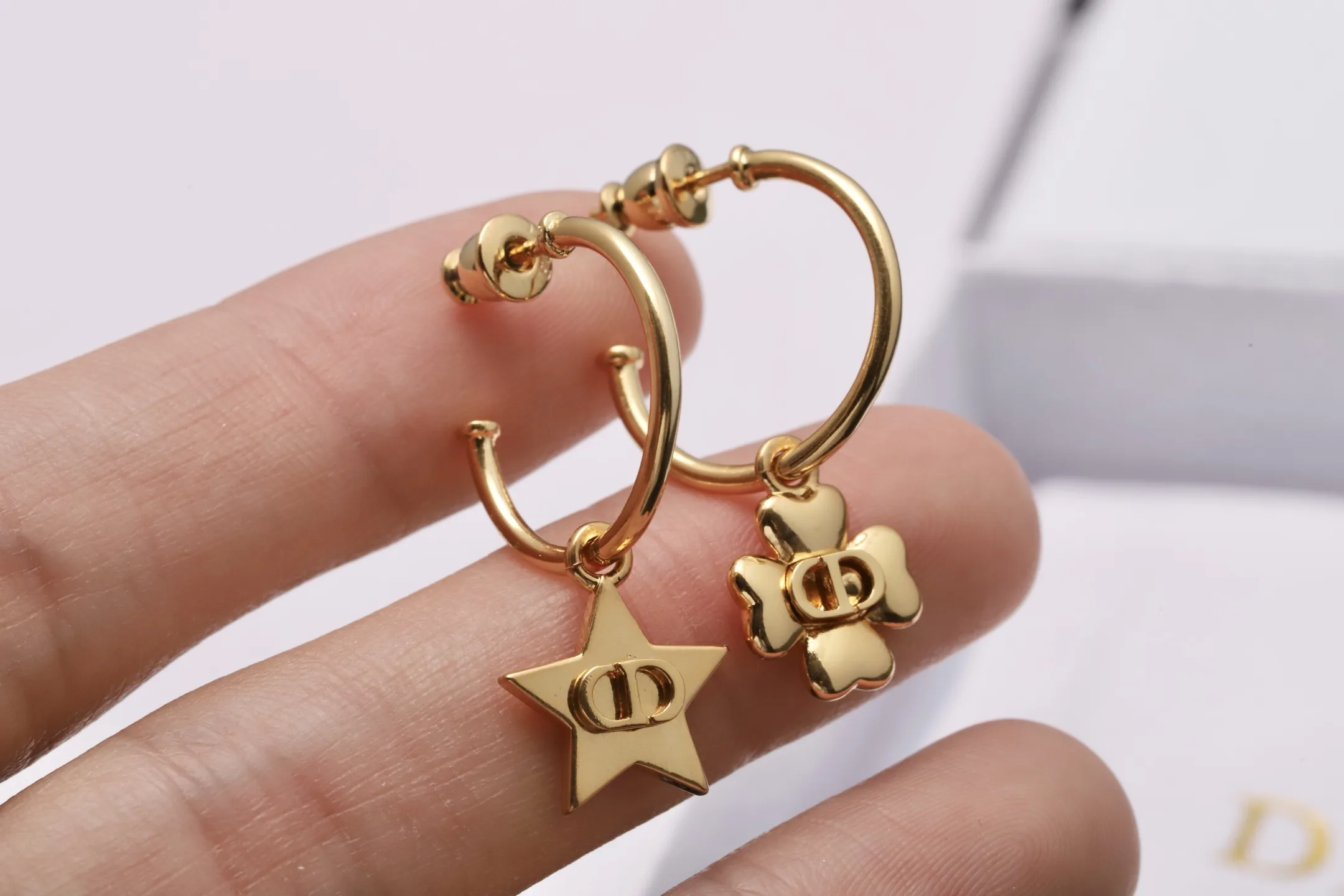 Star and Clover Charm Hoop Earrings D13517267 — view 5