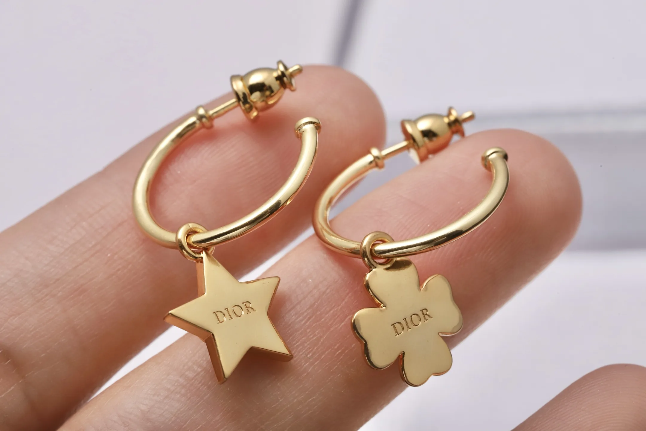 Star and Clover Charm Hoop Earrings D13517267 — view 6