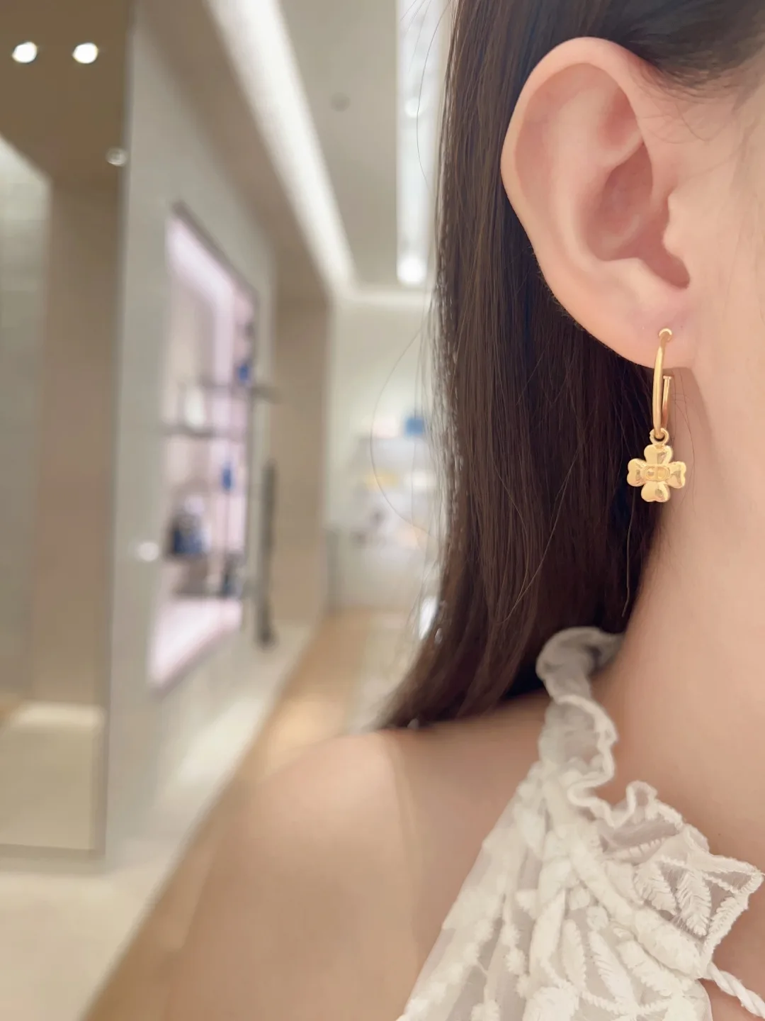 Star and Clover Charm Hoop Earrings D13517267 — view 8