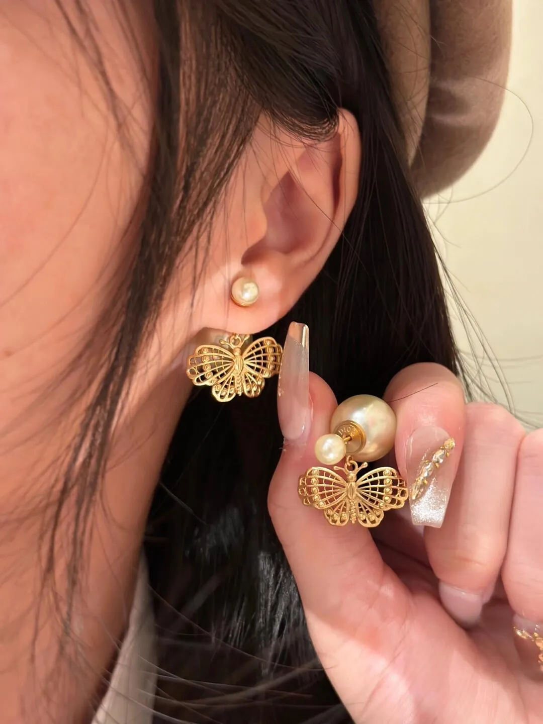 Dior Tribales Butterfly Drop Earrings D14017679 — view 9