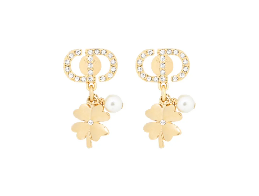 CD Logo Clover and Pearl Drop Earrings D12017292