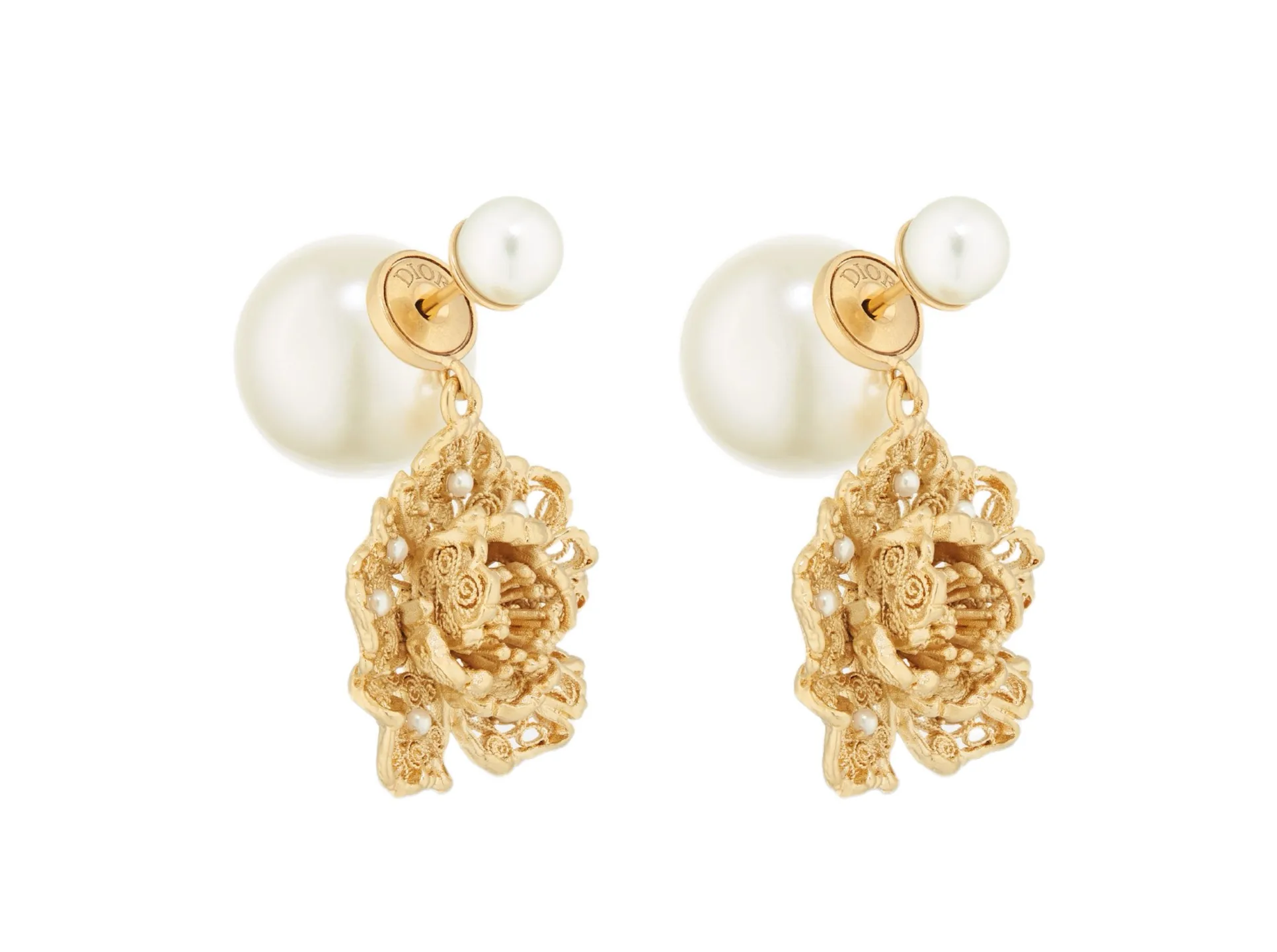 Tribales Peony and Resin Pearl Earrings D14017482