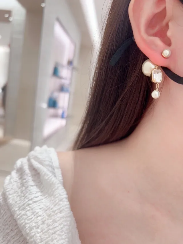 Tribales Crystal and Resin Pearl Drop Earrings D15517280 — view 8