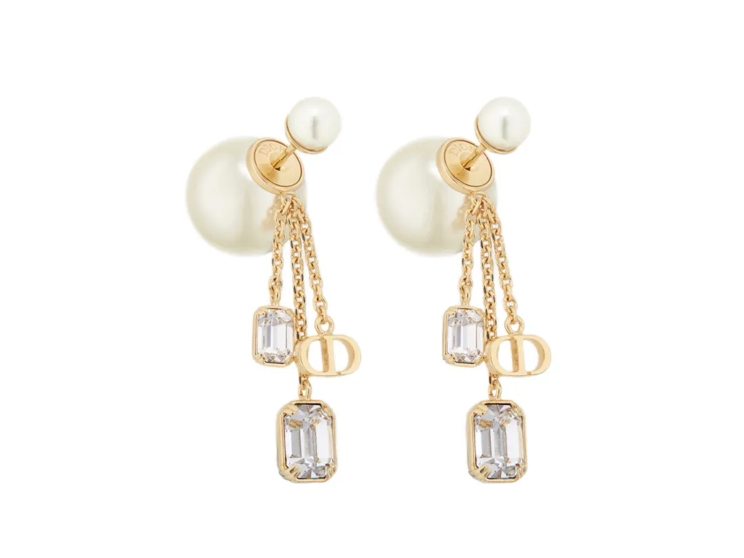 Dior Tribales Crystal and Pearl Tassel Earrings D15517279