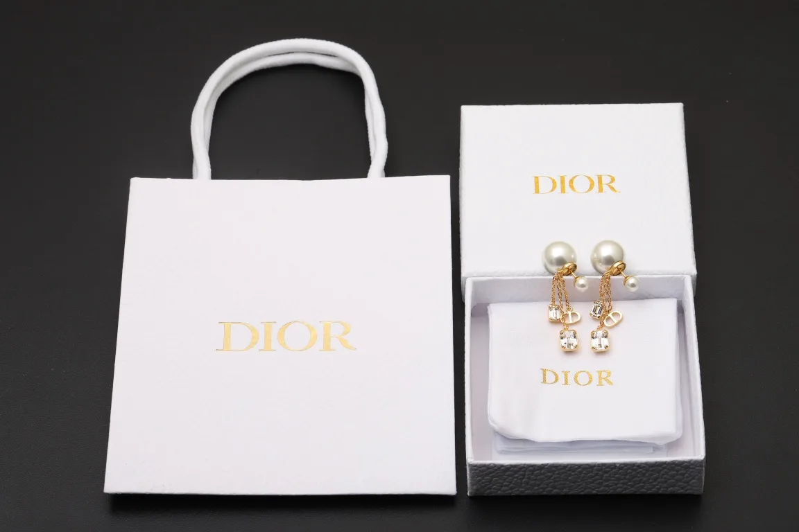 Dior Tribales Crystal and Pearl Tassel Earrings D15517279 — view 2