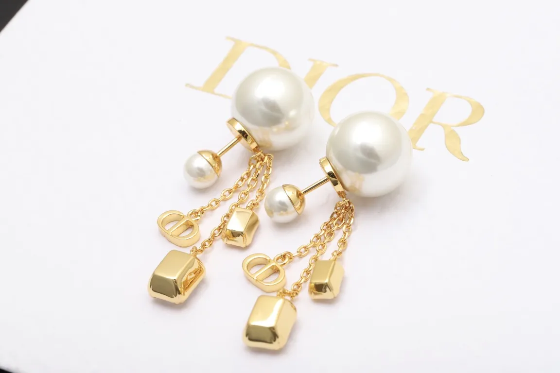 Dior Tribales Crystal and Pearl Tassel Earrings D15517279 — view 6