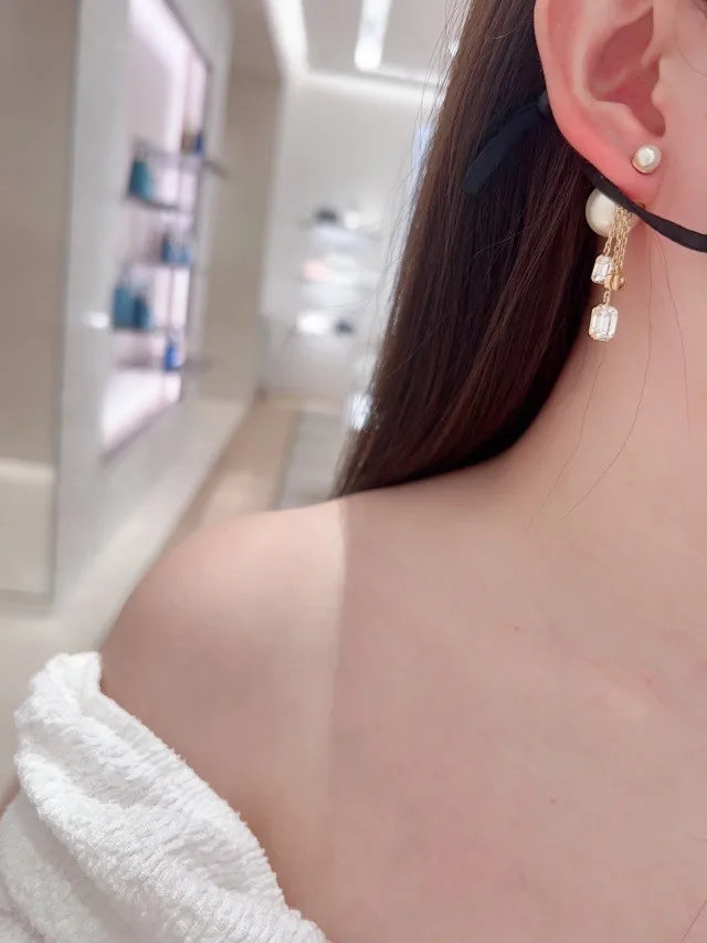 Dior Tribales Crystal and Pearl Tassel Earrings D15517279 — view 8
