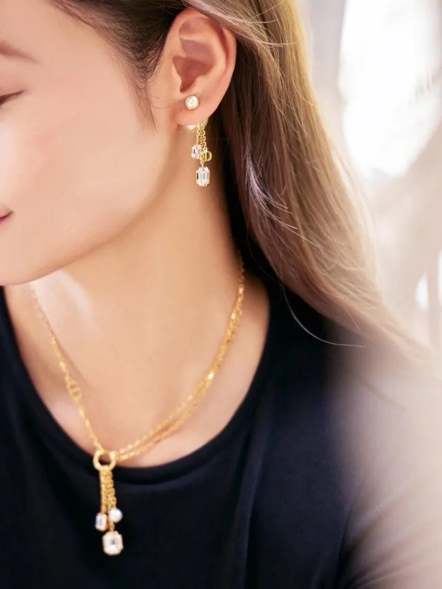 Dior Tribales Crystal and Pearl Tassel Earrings D15517279 — view 9