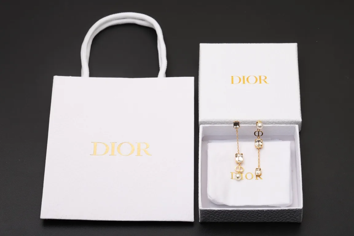 Petit CD Crystal and Resin Pearl Drop Earrings D14517281 — view 2