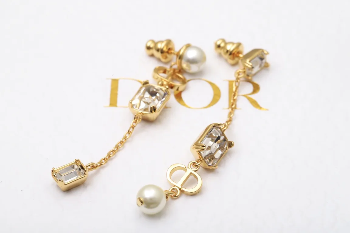 Petit CD Crystal and Resin Pearl Drop Earrings D14517281 — view 4