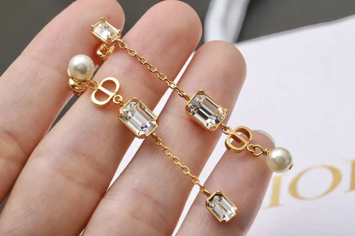 Petit CD Crystal and Resin Pearl Drop Earrings D14517281 — view 6