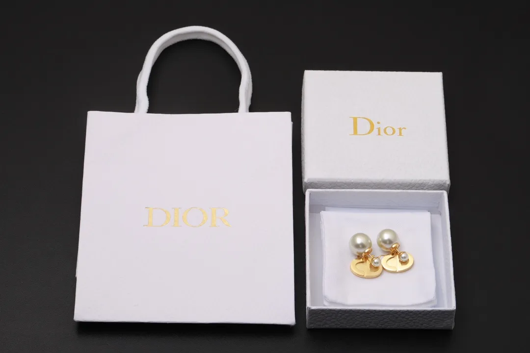 CD Navy Resin Pearl Drop Earrings D14017586 — view 2