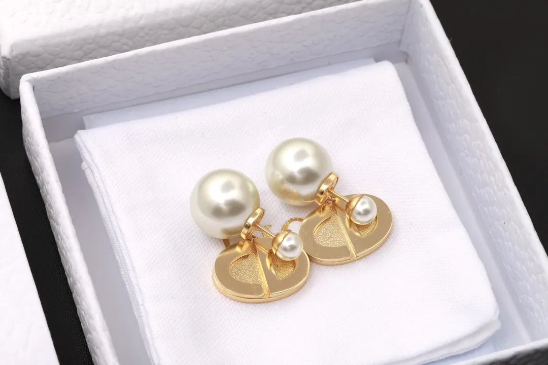 CD Navy Resin Pearl Drop Earrings D14017586 — view 3