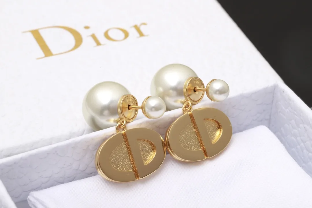 CD Navy Resin Pearl Drop Earrings D14017586 — view 4