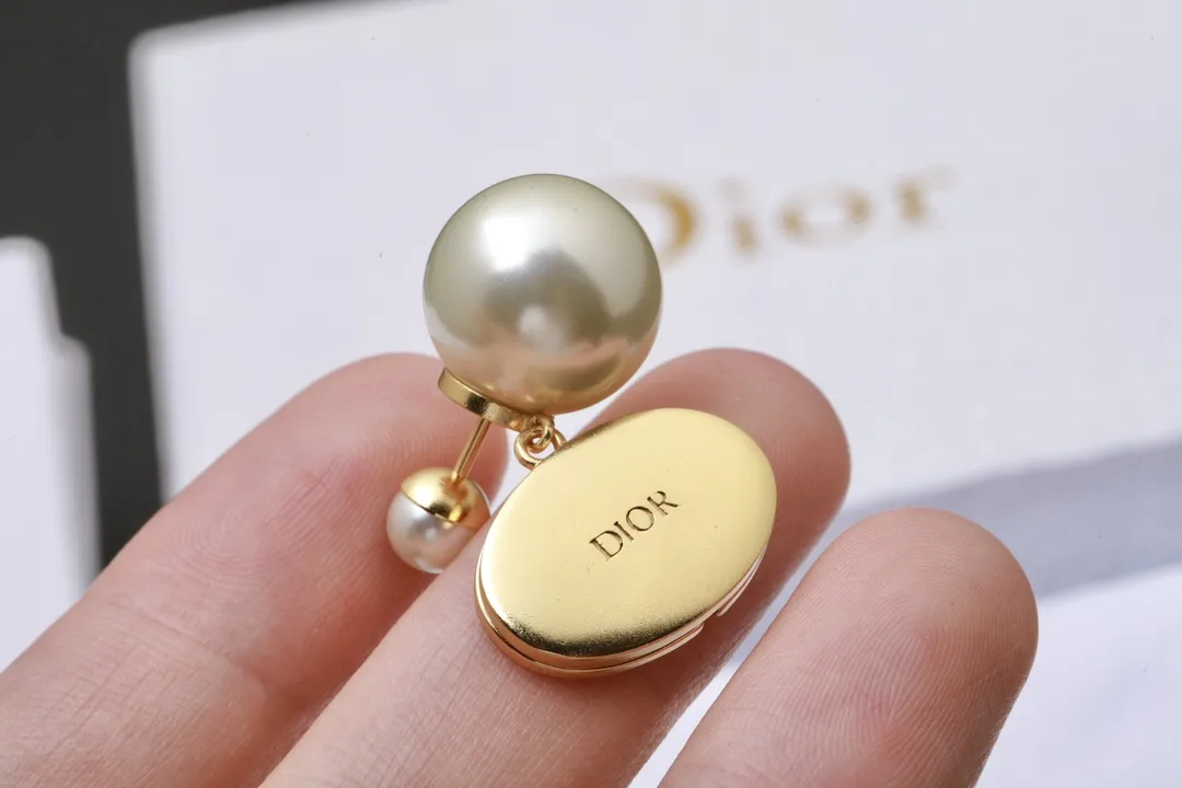 CD Navy Resin Pearl Drop Earrings D14017586 — view 5