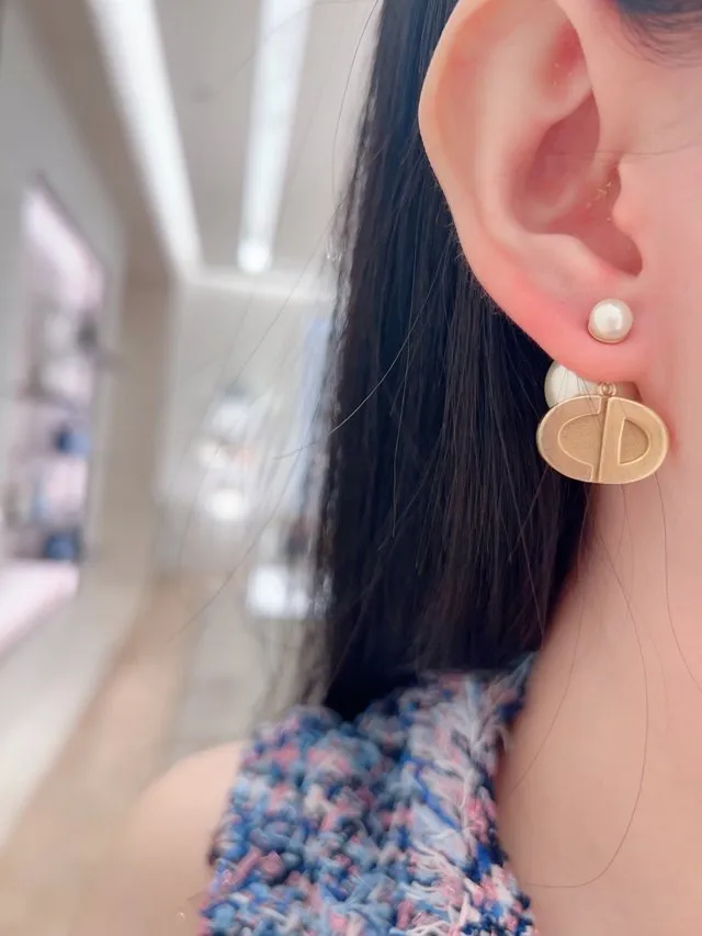 CD Navy Resin Pearl Drop Earrings D14017586 — view 7