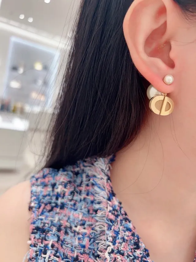 CD Navy Resin Pearl Drop Earrings D14017586 — view 8