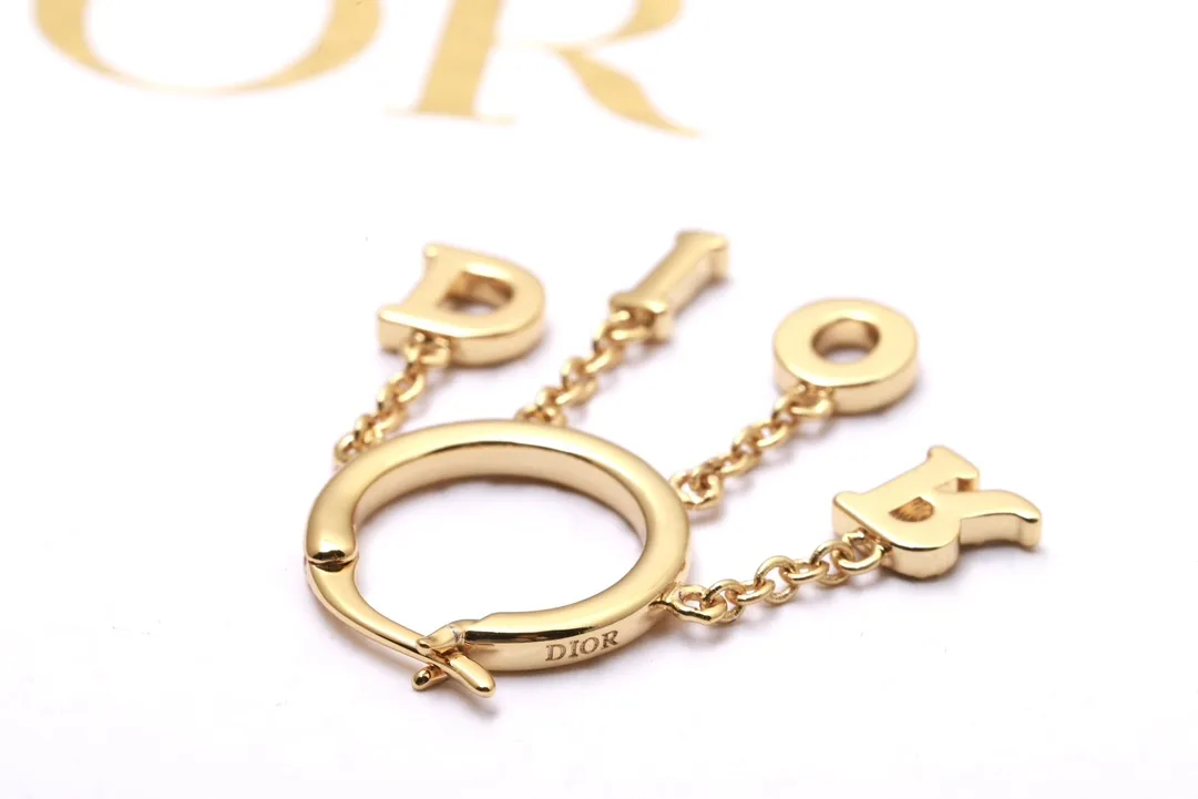 Dior Logo Charm Hoop Earrings with Crystals D15517587 — view 4