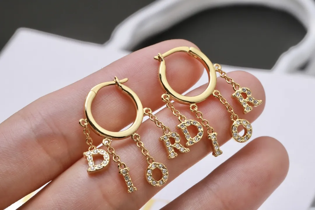 Dior Logo Charm Hoop Earrings with Crystals D15517587 — view 5