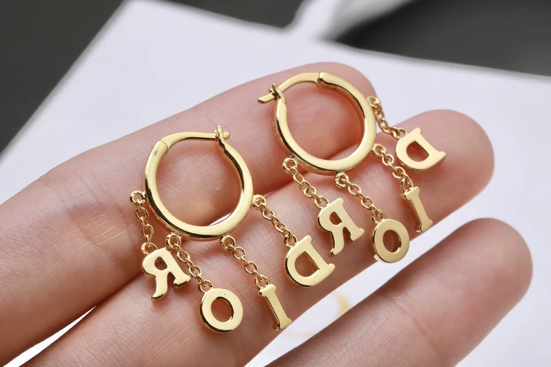 Dior Logo Charm Hoop Earrings with Crystals D15517587 — view 6
