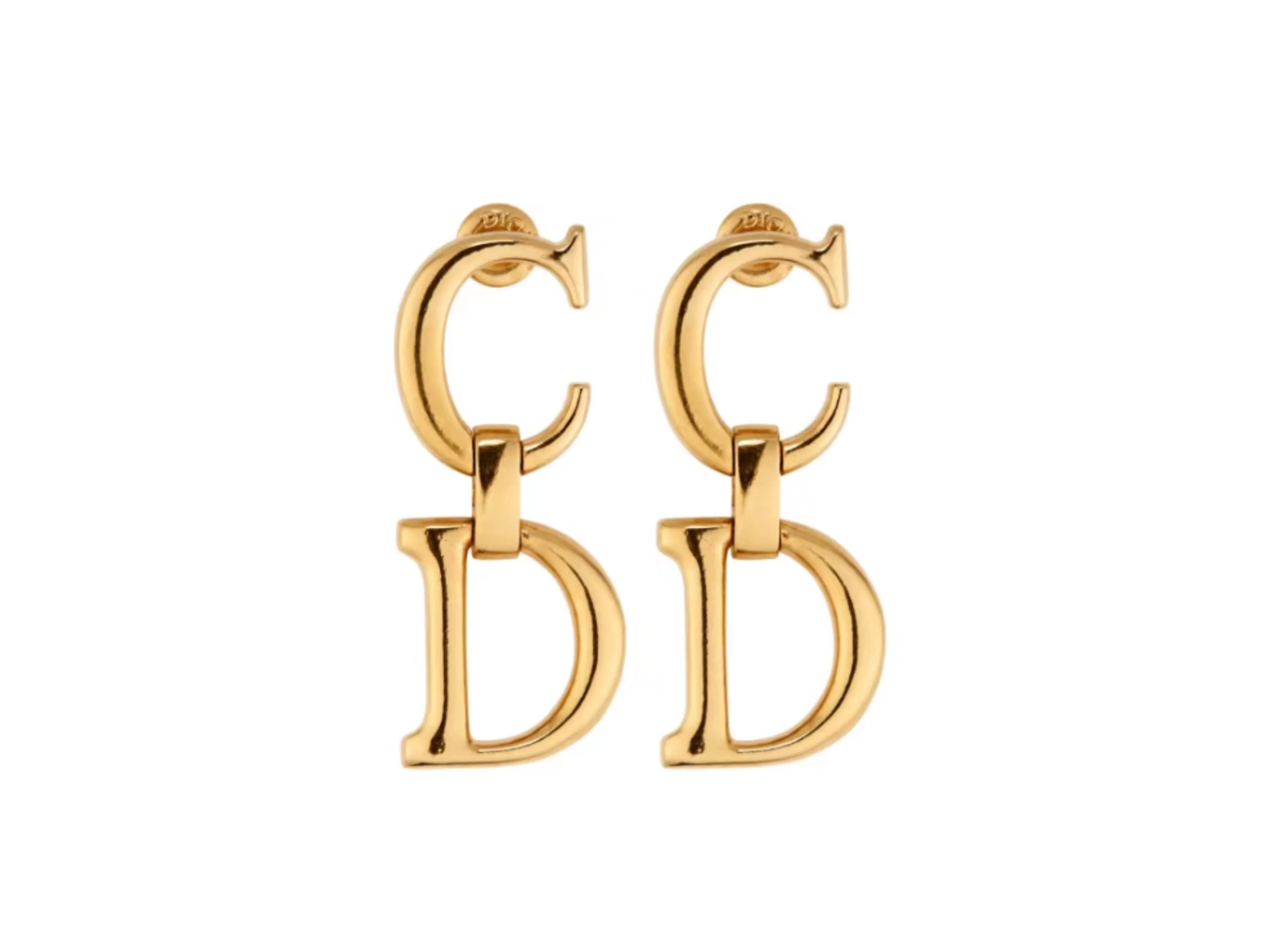 CD Icon Logo Drop Earrings (Gold-Plated Brass) D11017536