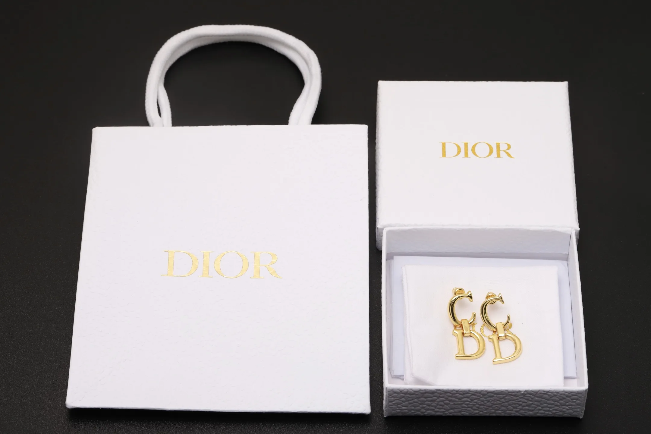 CD Icon Logo Drop Earrings (Gold-Plated Brass) D11017536 — view 2