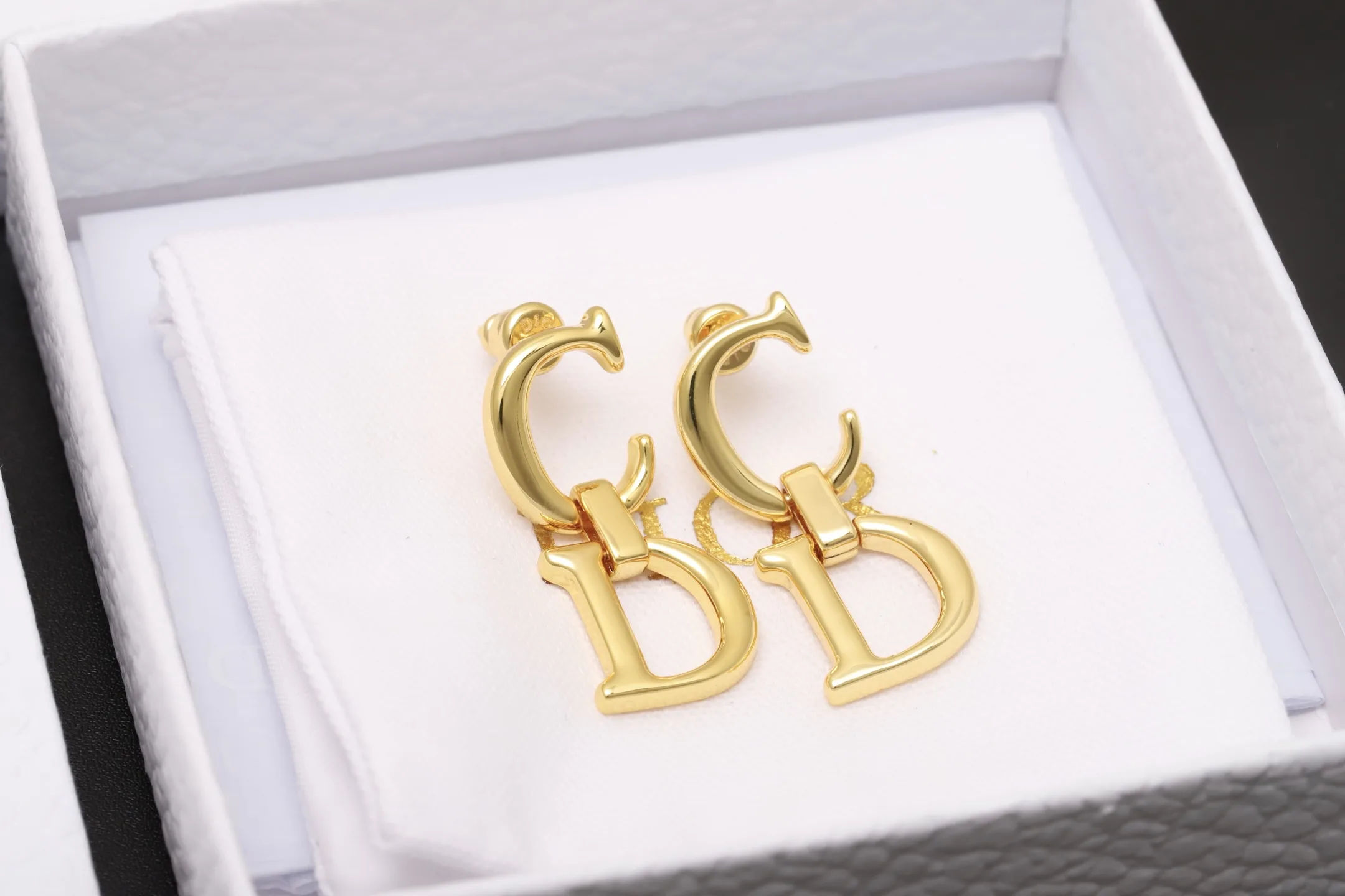 CD Icon Logo Drop Earrings (Gold-Plated Brass) D11017536 — view 3