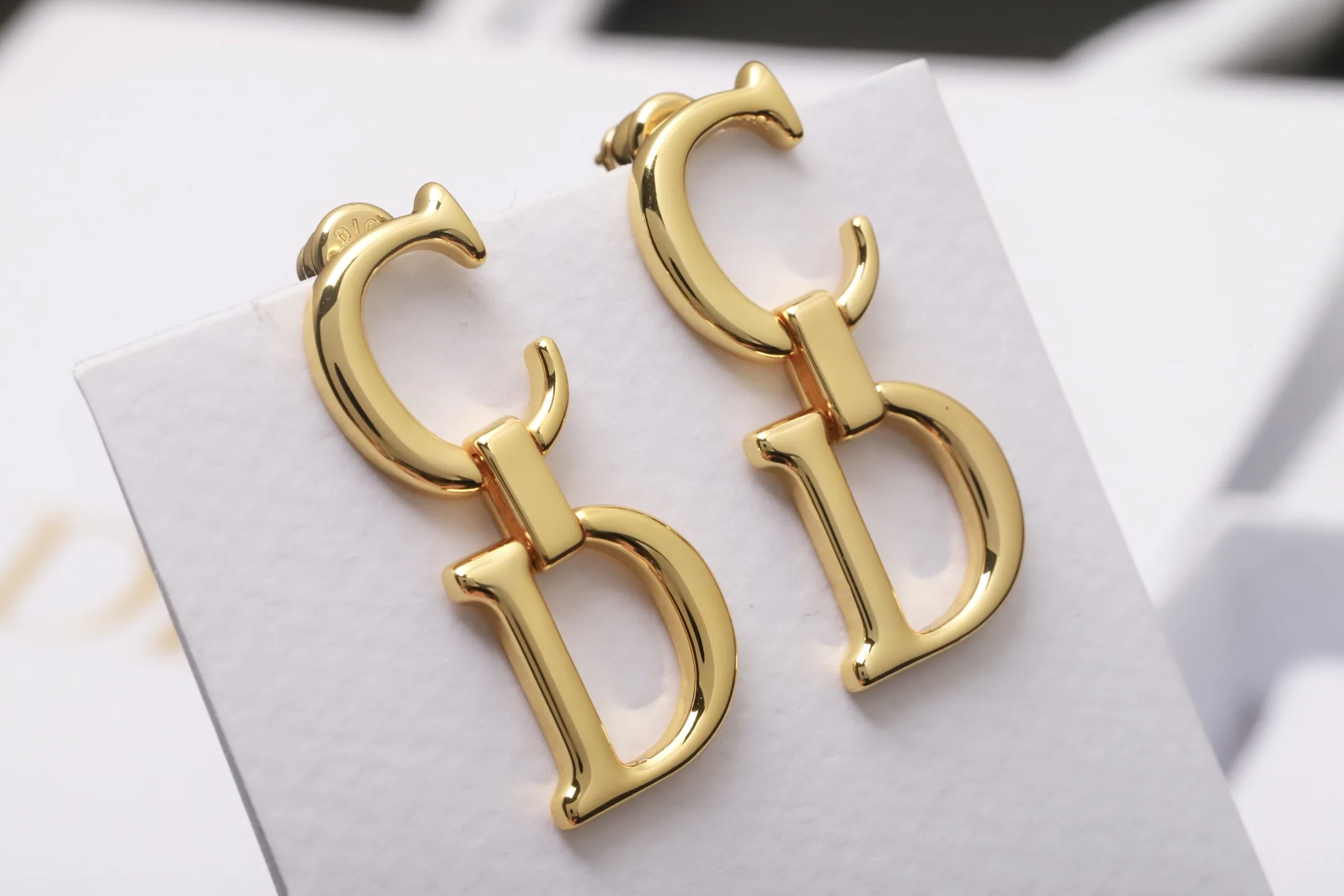 CD Icon Logo Drop Earrings (Gold-Plated Brass) D11017536 — view 4
